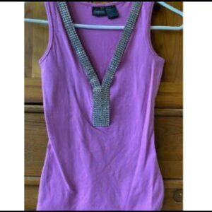 Frederick's of Hollywood sexy tank top Pink jewels XS